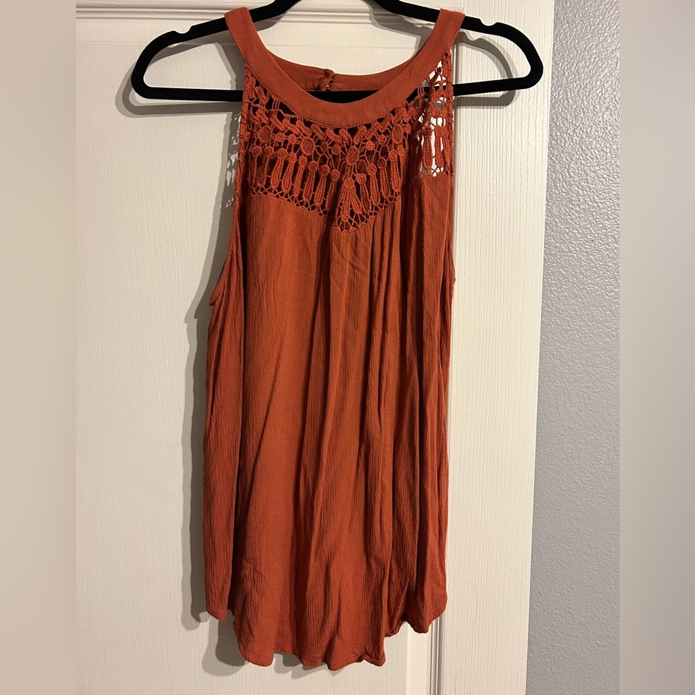 Women's Sleeveless Crochet Top - Rust (TORRID)